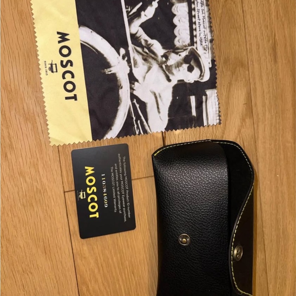 MOSCOT Black Glasses Case with Yellow Cloth